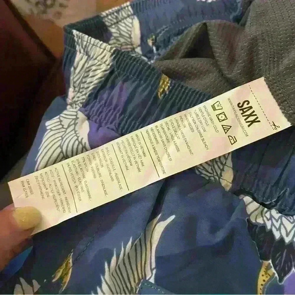 Saxx Cannonball 2N1 Swim Trunks Size Small Blue Purple White Bird Ballpark Pouch - Picture 4 of 11